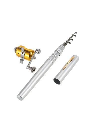 Gümüş Olta Makarası Seti Teleskopik Taşınabilir + Olta Lures Yemler Jig Kancaları