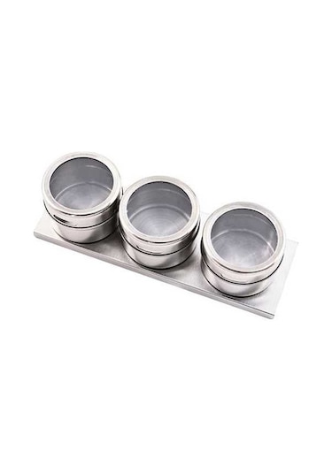 Pazly Paslanmaz Çelik Baharat Kavanozu Açık Hava Barbekü Gözenekli Döner Şişesi Manyetik Toz Geçirmez 3 Paket Gümüş Gümüş