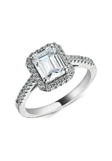 925 Ayar Gümüş Prenses Kesim Baget Taşlı Kadın Yüzük Gümüş