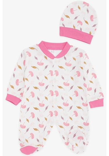 Breeze Kız Bebek Patikli Tulum Çiçek Desenli 0-3 Ay-6 Ay, Ekru-ekru Ekru