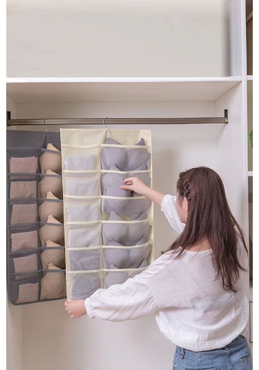 Adarya Home Çift Taraflı Askılı Çok Amaçlı Organizer 18 Ve 12 Göz Beyaz