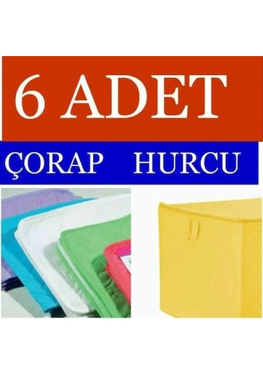 6 Adet Lux Çorap Hurcu Çok Renkli