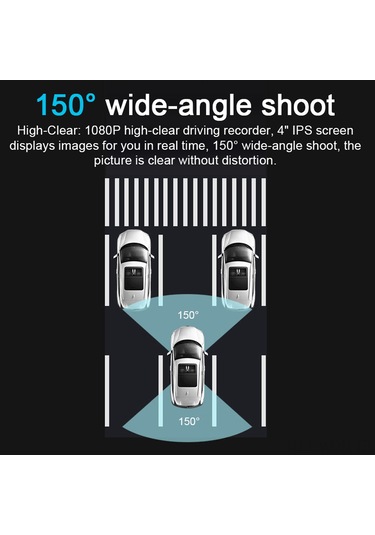 Neevoyu Araba Kaydedici 4" Ips Ekran 1080p Çift Lens - Gece Görüşü, Döngüsel Kayıt, Geri Vites Görüntüsü, Siyah Yerleşik Li-pil