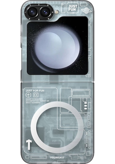 Galaxy Z Flip 6 Uyumlu Kılıf Magsafe Şarj Özellikli Youngkit Technology Serisi Kapak Siyah