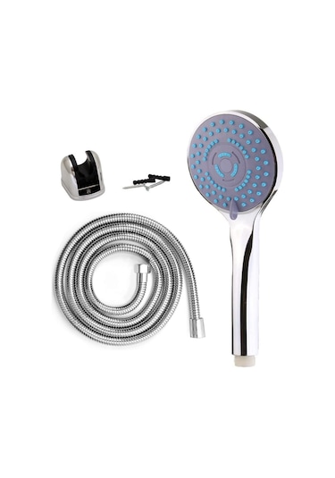 Darun 3 Fonksiyonlu Krom Kaplı Duş Seti - Su Tasarruflu Yağmur Siyah