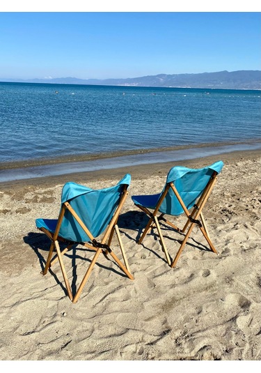 Bag The Joy Ahşap Kahverengi İskelet - Turkuaz Kılıf Sandalye Turkuaz