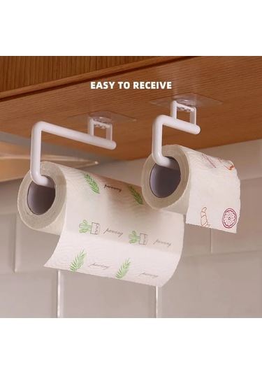 Reedark Küçük Boy Sürekli Montajsız Mutfak Kağıt Havlu Tutucu - Pp Malzeme Beyaz Renkli 14.5x6.3x7.5cm