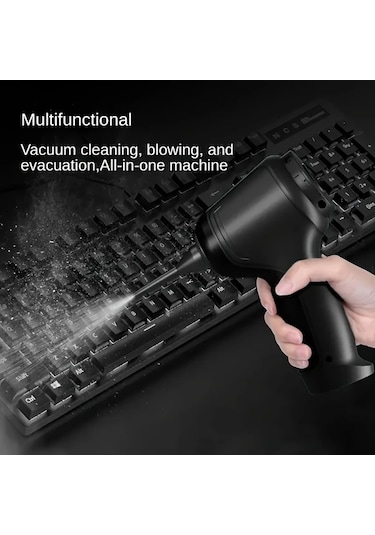 Honeybeeshop Siyah Evde Arabada Kullanilabilen Cok Fonksiyonlu Ucu Bir Arada Kablosuz El Supurgesi Toz Tuy Ceker Ufler