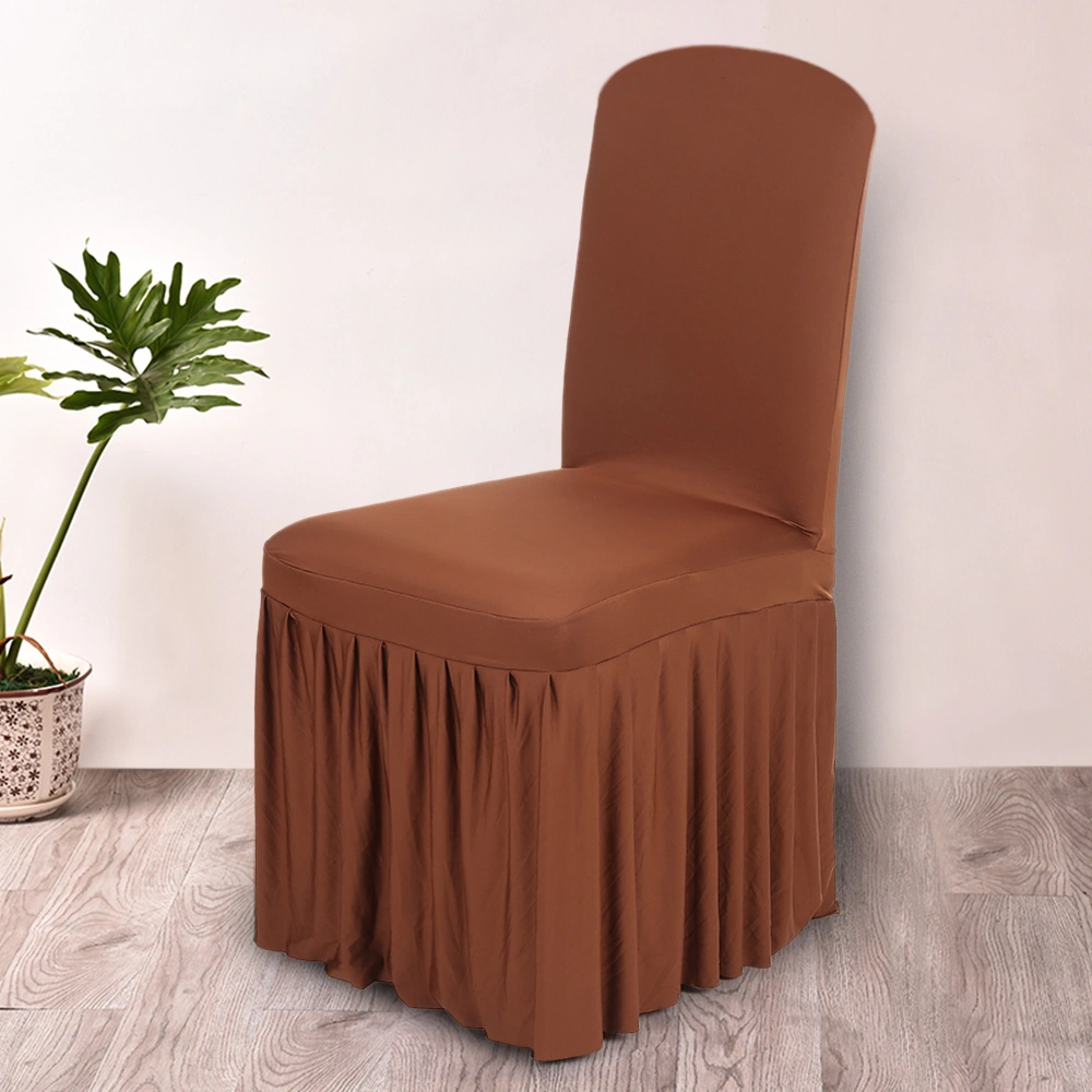 Geeksen Kahverengi Pleyli Etkili Meme İpek Sandalye Örtüsü - Ev, Otel, Restoran, Düğün, Banket İçin Esnek, Temizlenmesi Kolay Dekoratif Koltuk Kılıfı Çok Renkli