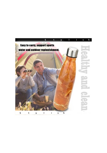 Shineyee Stok Gümüşi Su İçme Kuşağı 500ml, 24 Saat Soğuk/12 Saat Sıcak Saklama, Doğa Desenli, Spor Ve Dışarıda Kullanıma Uygun, Agate Sarısı