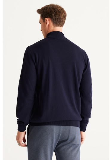 Altinyildiz Classics Erkek Lacivert Standart Fit Normal Kesim Yarım Balıkçı Yaka Triko 4A4923100005LACXXL Lacivert