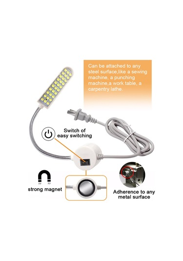 Yunboo 30 Led Işık Kaynağı, Esnek Silikon Boyun, Güçlü Manyetik Tabanlı, Gün Işığı Beyazı, Çalışma Masası/lathe/uygulama Işığı, 1.5w, Avrupa Şarjı Çok Renkli