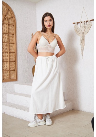 Ekru Astarlı Etek Dm2006 Ekru