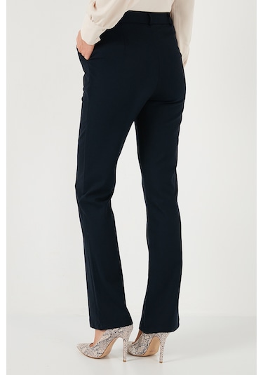 Lela Yüksek Bel Regular Fit Bol Paça Bayan Pantolon 611Pl030W4 Lacivert