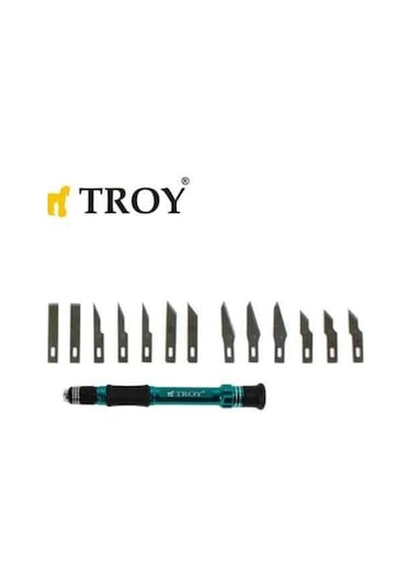Troy 21604 Hobi Maket Bıçağı Seti, 14 Parça Taşıma Kutulu