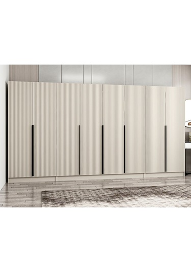 Kale Plus 8 Mebran Kapaklı 2 Çekmeceli Dolap Kumtaşı Mebran 210cm Bej