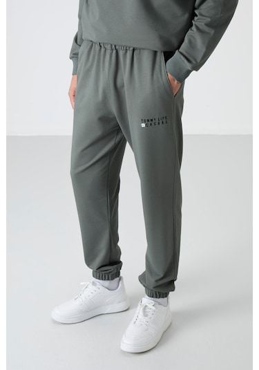 Tommy Life Çağla Casual O Yaka Lastik Paça Pamuklu Erkek Oversize Eşofman Takımı - 85120 Yeşil