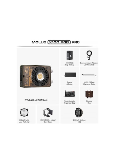 Zhiyun Molus X100 Rgb Pro Kit 100w Taşınabilir Işık