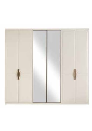 Solis Tamamı Mdf 6 Membranlı Kapaklı Reflekte Camlı Gardırop Dolap Beyaz