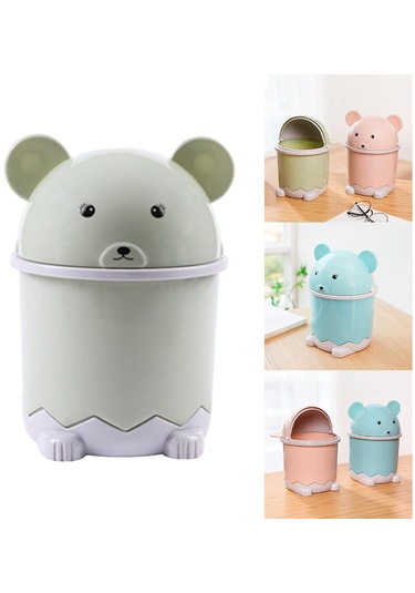 Homyl Masaüstü Çöp Kutusu Makyaj Masa Üstü Kovası Yatak Yeşil