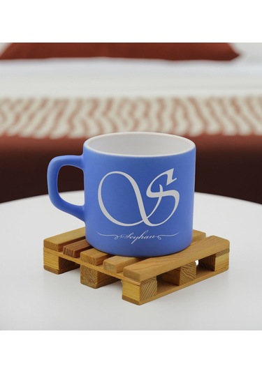 Bk Gift Kişiye Özel İsimli Mavi Renkli Middle Çay & Kahve Fincanı-5, Arkadaşa Hediye, Sevgiliye Hediye, Doğum Günü Hediyesi Kobitmeyencom32541 Bk Gift
