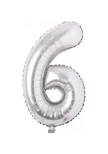 6 Rakamı Folyo Gümüş Folyo Balon 76cm 34 Karışık Renkli