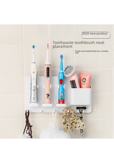Yunboo Duvar Takılı Elektrikli Fırça Tutucu, Delme Yok Banyo Organizer, Aile İçin Sağlam Tasarım, Kolay Kurulum Beyaz Diğer