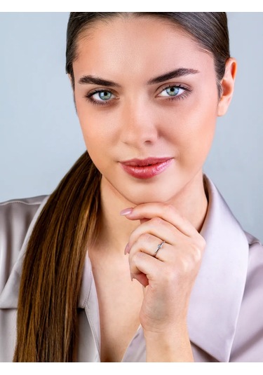 Torgovyj Dom Uvelir Holding Narin Düğün Yüzüğü Gümüş Taşlı 314875886 Gri