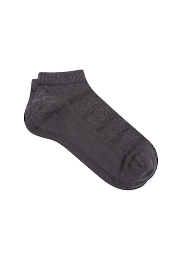 Mavi - Çizgili Gri Patik Çorap 092043-25817 Gri (426941892) Gri