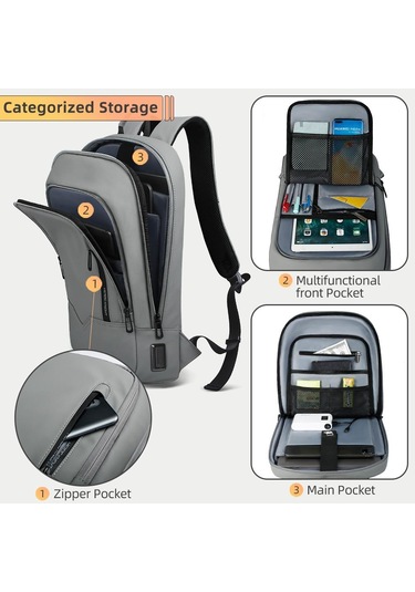 Siyah Erkekler İş Sırt Çantası Ince Çalışma Su Geçirmez 14 "laptop Çantası Usb Seyahat Sırt Çantası Kadın Açık Okul Sırt Çantası Siyah