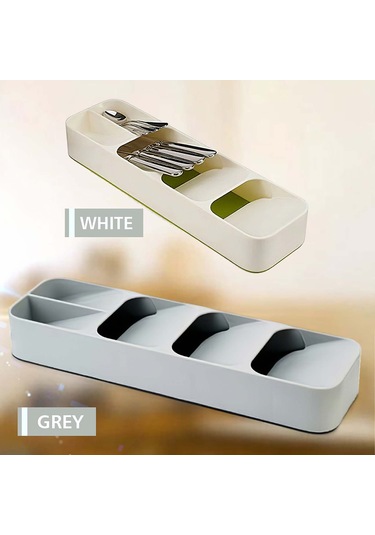 Xiyyadms Pratik Mutfak Çekmece Organizatörü - Çatal Kaşık Bıçak Düzenleyici Gri