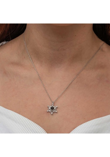 Gümüş 100 Dilde Seni Seviyorum Kar Tanesi Kadın Kolye Sl9097 Gümüş