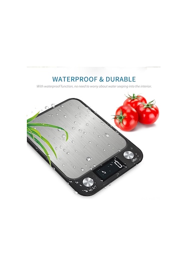 Kosona Siyah Dijital Mutfak Terazi, 5kg/1g Hassasiyet, Çeşitli Birimler G, Oz, Kg, Ml , Tare Fonksiyonu, Lcd Ekran, Enerji Tasarruflu Diğer