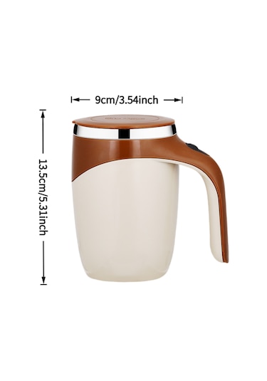 Hfambition Otomatik Manyetik Karıştırıcı 304 Çelik Kahve Bardak, 350ml Beyaz, Eldivenli Tasarım, Kolay Kullanım Siyah