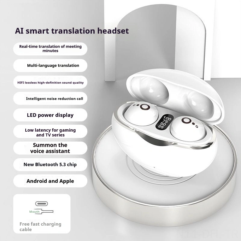 Dofolink S800 Mini Akıllı Çeviri Kulaklığı: Bluetooth, Sayısal Ekran, Gürültü Engelleme, Düşük Gecikme, Beyaz