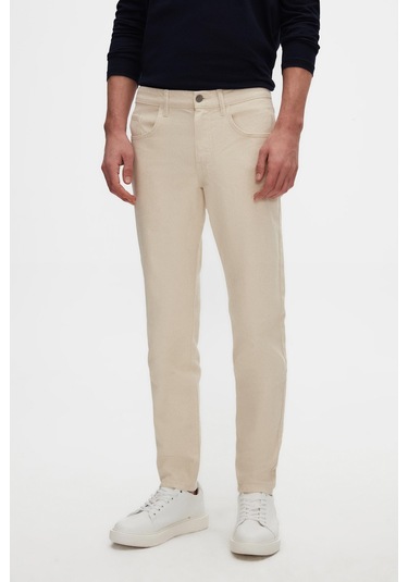 Ds Damat Comfort Fit Ekru Düz Jean Kot Beş Cepli Yıkamalı Denim Pantolon 3hcj3ort00103 E01