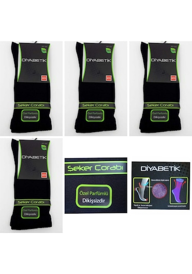 Şirin Erkek 4Lü Bambu Diyabetik Şeker Çorabı Siyah 40-44 Siyah