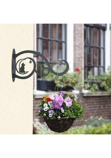 Neevoyu Demir Duvarlı Asma Aracı, Bahçe Bitkileri, Kuş Yemlikleri, Fenerler İçin Dayanıklı, Kolay Kurulum, Siyah, 30 Pound Yük Kapasitesi