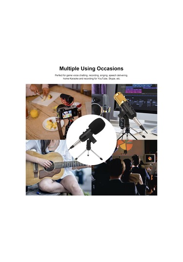 Teltree Usb Mikrofon, Yüksek Hassasiyetli Kalp Şekilli Ses Toplama, Düşük Gürültü, Taşınabilir Tripodlu, Siyah