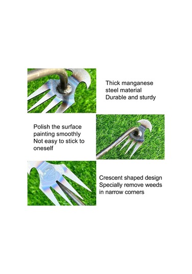 Sones Dört Dişli Çift Amaçlı Ot Temizleme Aleti Bahçe Ot Tırmığı Kökten Ayıklama Ot Temizleme Aleti, Uzunluk: 35 Cm Galvanizli Ahşap Saplı