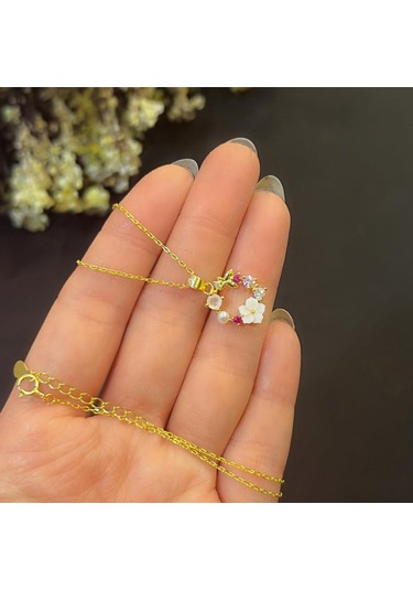 Stela Çiçek Gümüş Kolye Sarı