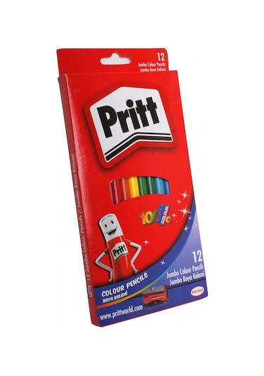 Pritt Jumbo Üçgen Kuru Boya Kalemi - 12'li Renkli Set