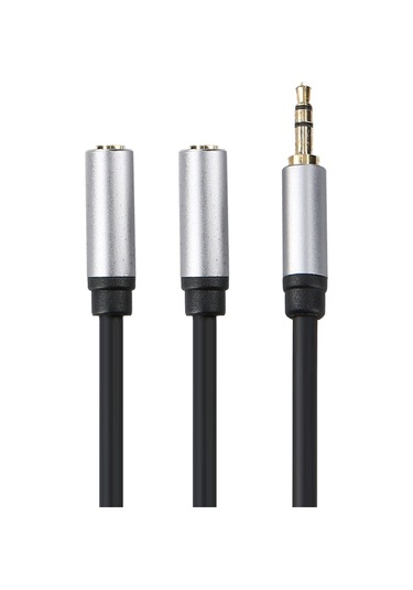 Xindoker 3.5mm Erkekden Çift 3.5mm Dişiye 0.3m Ses Kablosu - Siyah, Kulaklık Bölücü, Altın Kaplama, Enamel Bakır Tel