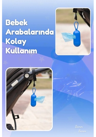 Bamm Bamm Çanta Boy Kirli Bebek Bezi Çöp Poşeti ve Taşıma Çantası (Mavi)