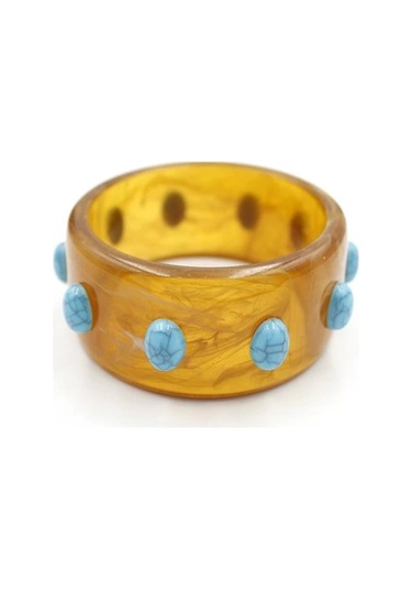 Turkuaz Taşlı Bilezik - Kahverengi Çok Renkli