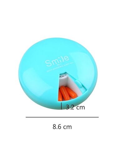 Sones Taşınabilir 7 Günlük İlaç Hap Kutusu Döndürme Hap Kutusu Gül Kırmızısı