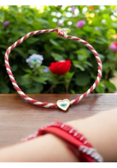 Marteniçka Kalpli Nazar Boncuk Göz Şans Bileklik Seti 2 Adet Gold