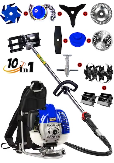 Eisenn ESH400 10in1 Sırt Tipi Ot Çim Biçme Tırpanı Set