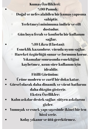 Mrmpro Kadın Lacivert Fitilli Görünümlü Kalın Askılı Basic Atlet Body %95 Pamuk Beyaz