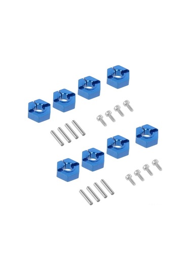 "8 Adet 1/10 Rc Araçlar İçin 12mm Mavi Alüminyum Jant Somun Seti - Vidalı Ve Pimli"
